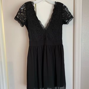 Black deep v dress